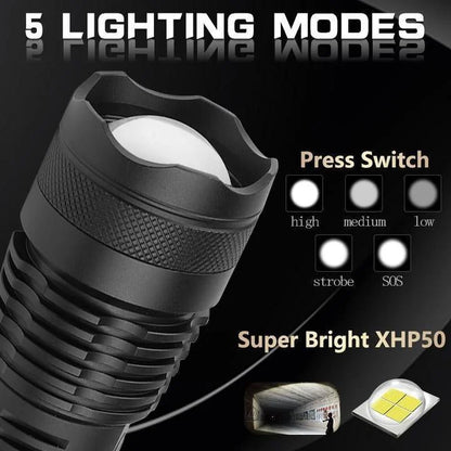 LED Rechargeable Flashlight Zoom Torch Aluminium Body