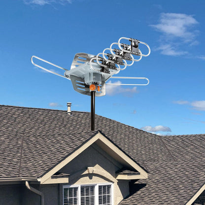 Motorized 360 Degree Long Range HD TV Antenna with Mounting Pole