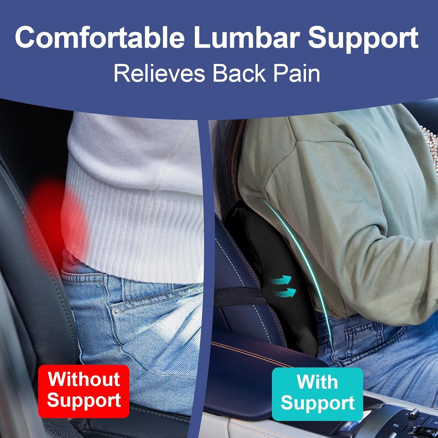 Lumbar Support Pillow Memory Foam Back Cushion