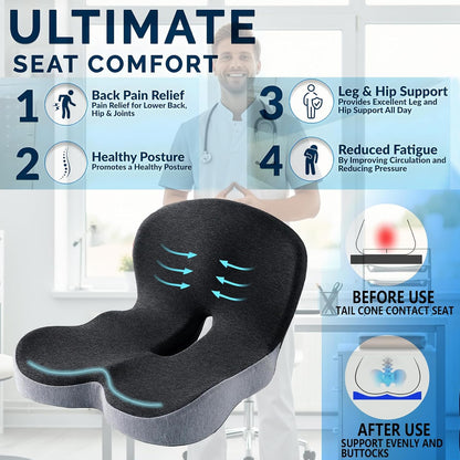 Memory Foam Seat Cushion for Office and Home Chairs