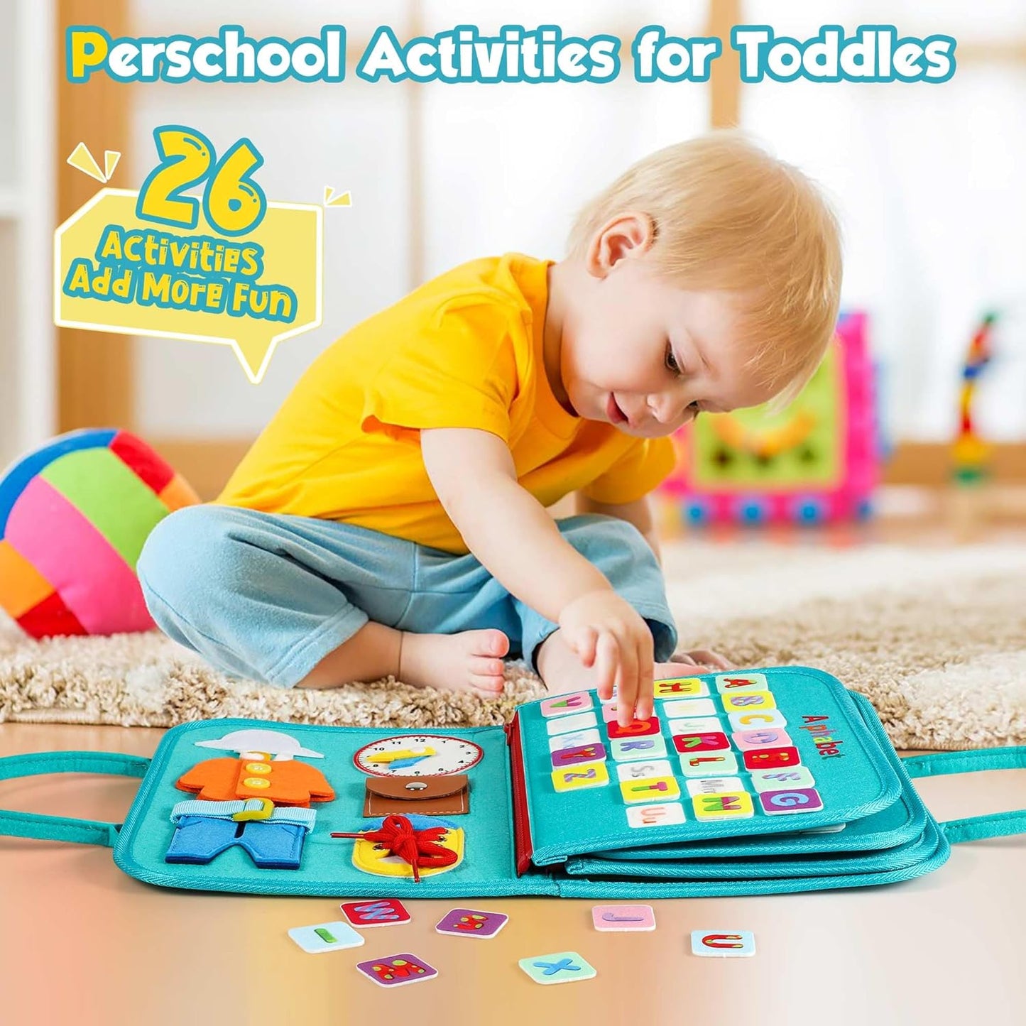 Montessori Toddler Activity Board Sensory Book 2-4 Years