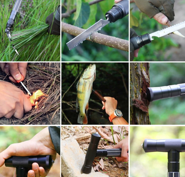 Survival Hiking Pole Multifunctional Adjustable Trekking Stick