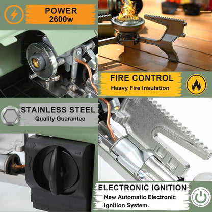 Portable Camping Stove Butane Gas 3000 Watts Stainless Steel