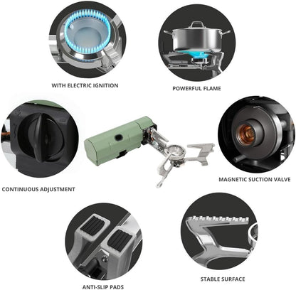 Portable Camping Stove Butane Gas 3000 Watts Stainless Steel