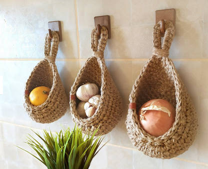 Jute Wall Storage Baskets Handwoven Organizers Set