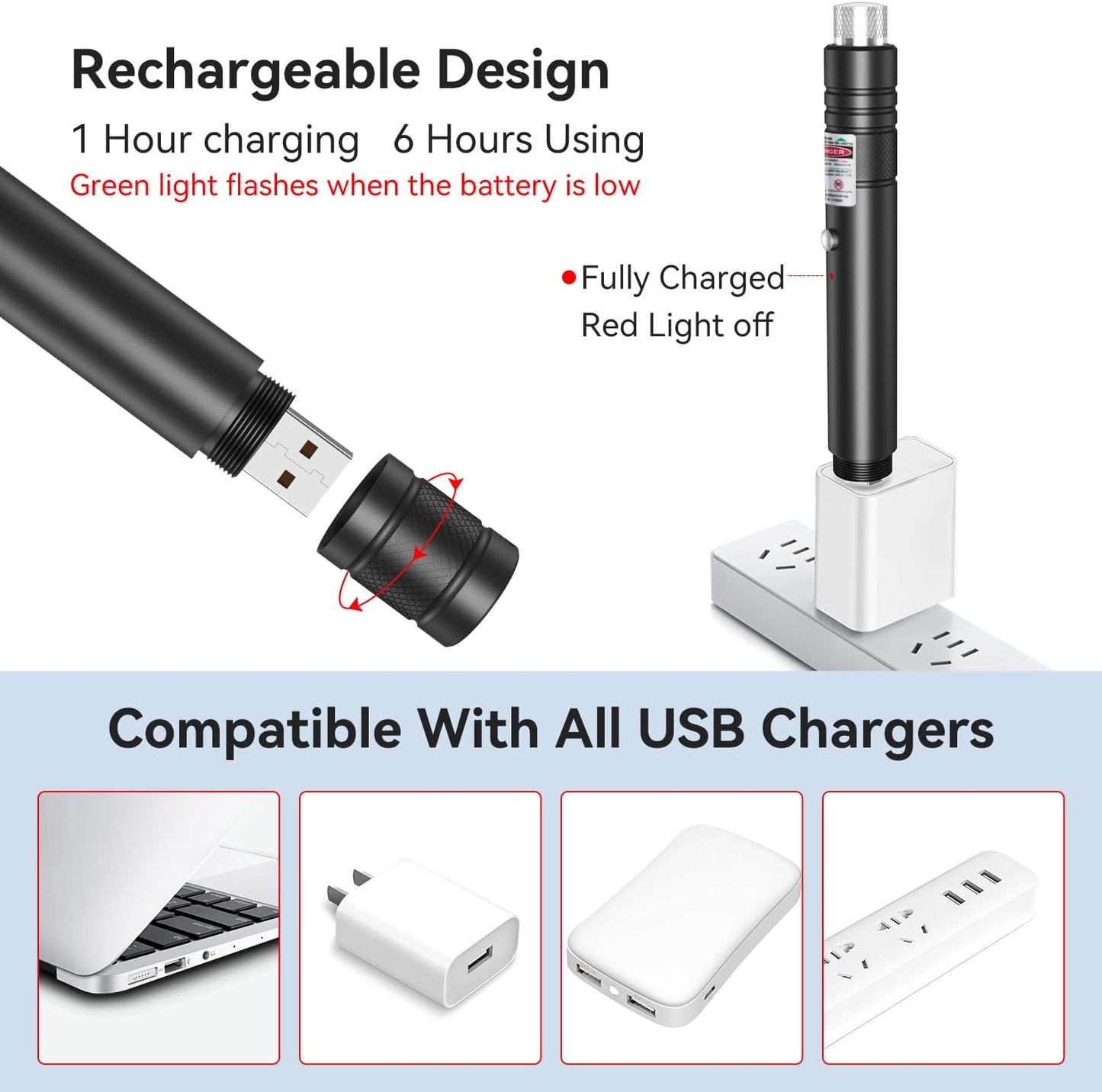 Rechargeable Laser Pointer Metal Torch