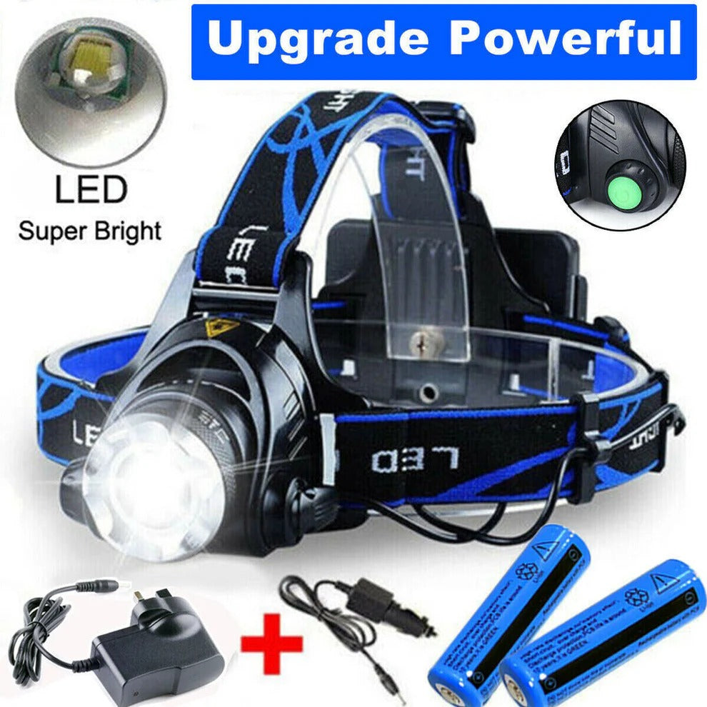 Rechargeable LED Headlamp 990000 Lumens Brightness