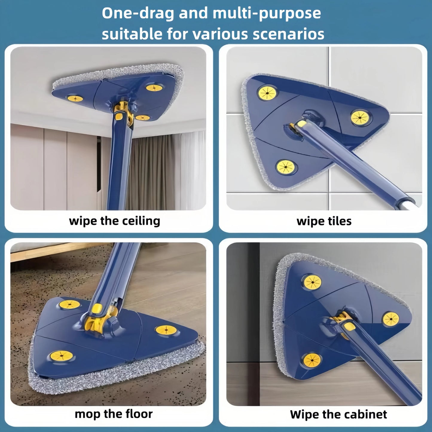 360 Degree Triangle Floor Mop for Hardwood and Tile Cleaning