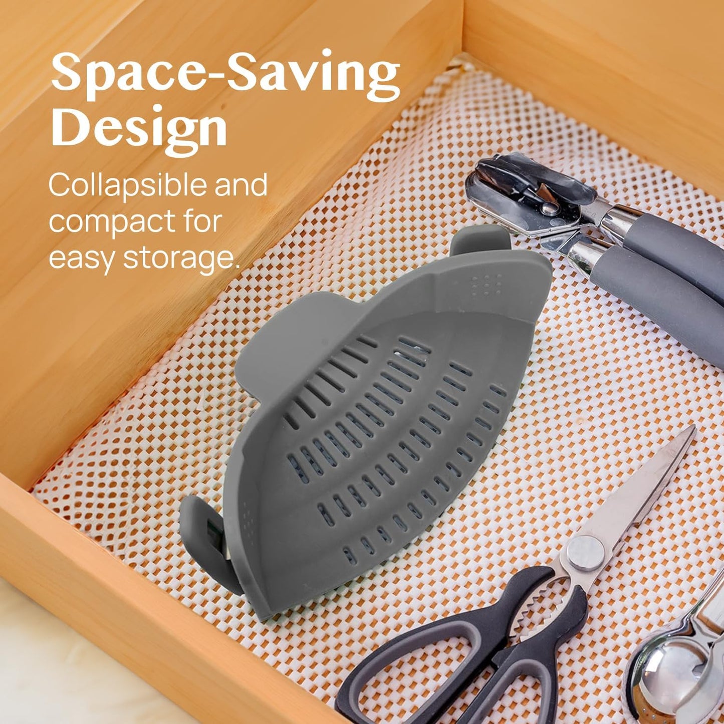 Silicone Clip-On Pasta Strainer Colander for Pots and Pans