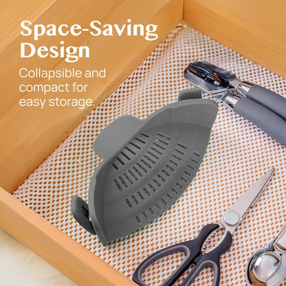 Silicone Clip-On Pasta Strainer Colander for Pots and Pans