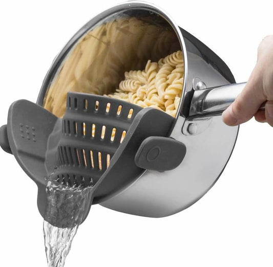 Silicone Clip-On Pasta Strainer Colander for Pots and Pans