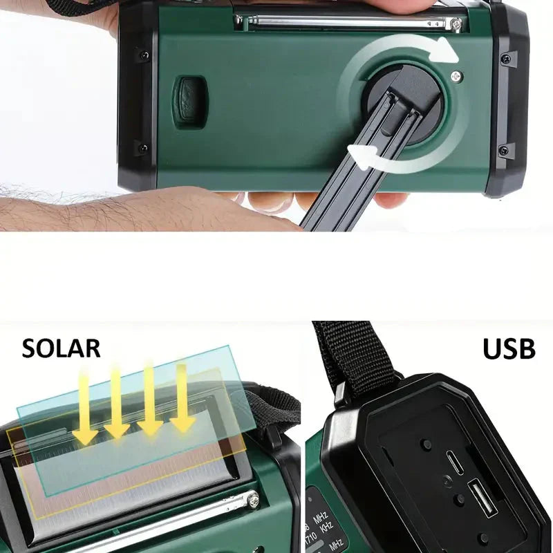Solar Emergency Radio Power Bank with LED Lamp