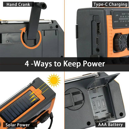 Solar Hand Crank Emergency Radio USB Flashlight