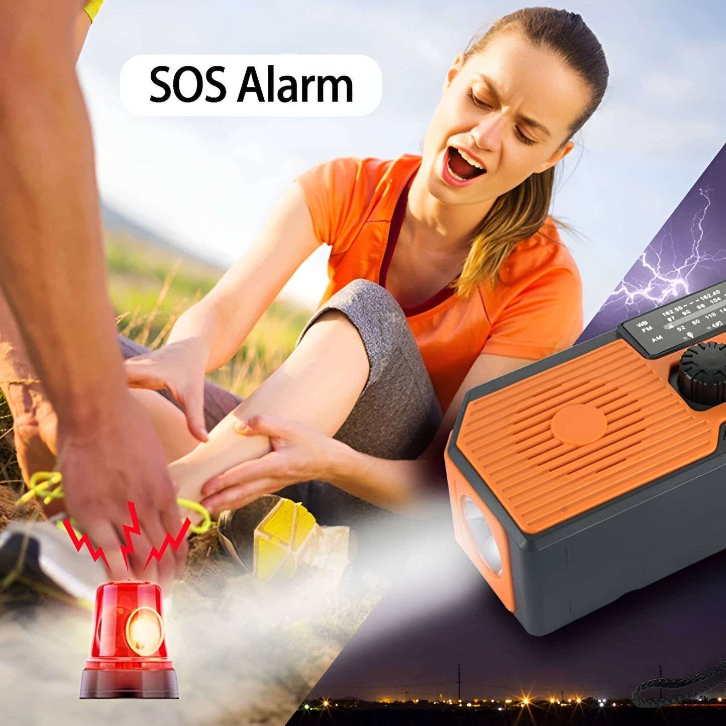 Solar Hand Crank Emergency Radio USB Flashlight