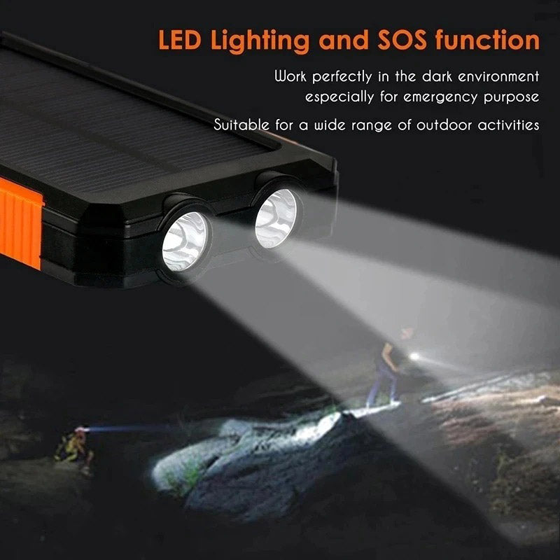 Solar Power Bank Waterproof Charger Torch