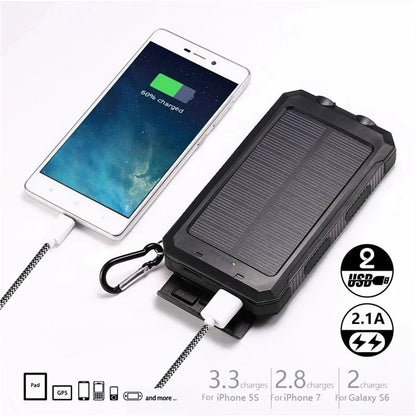 Solar Power Bank Waterproof Charger Torch