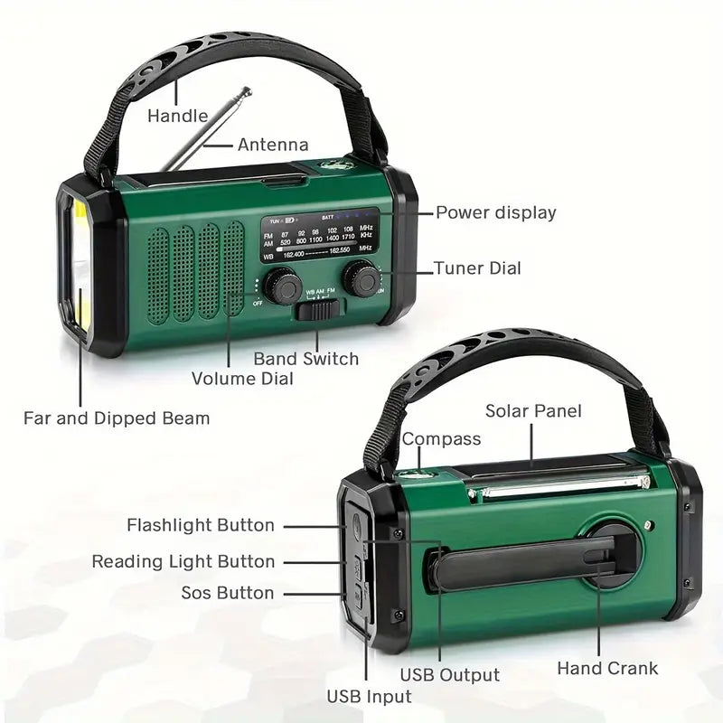 Solar Emergency Radio Flashlight Hunting Gear