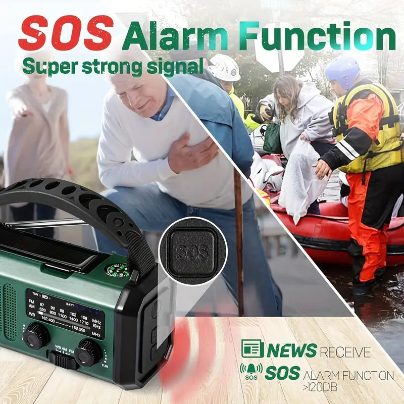 Solar Emergency Radio Flashlight Hunting Gear