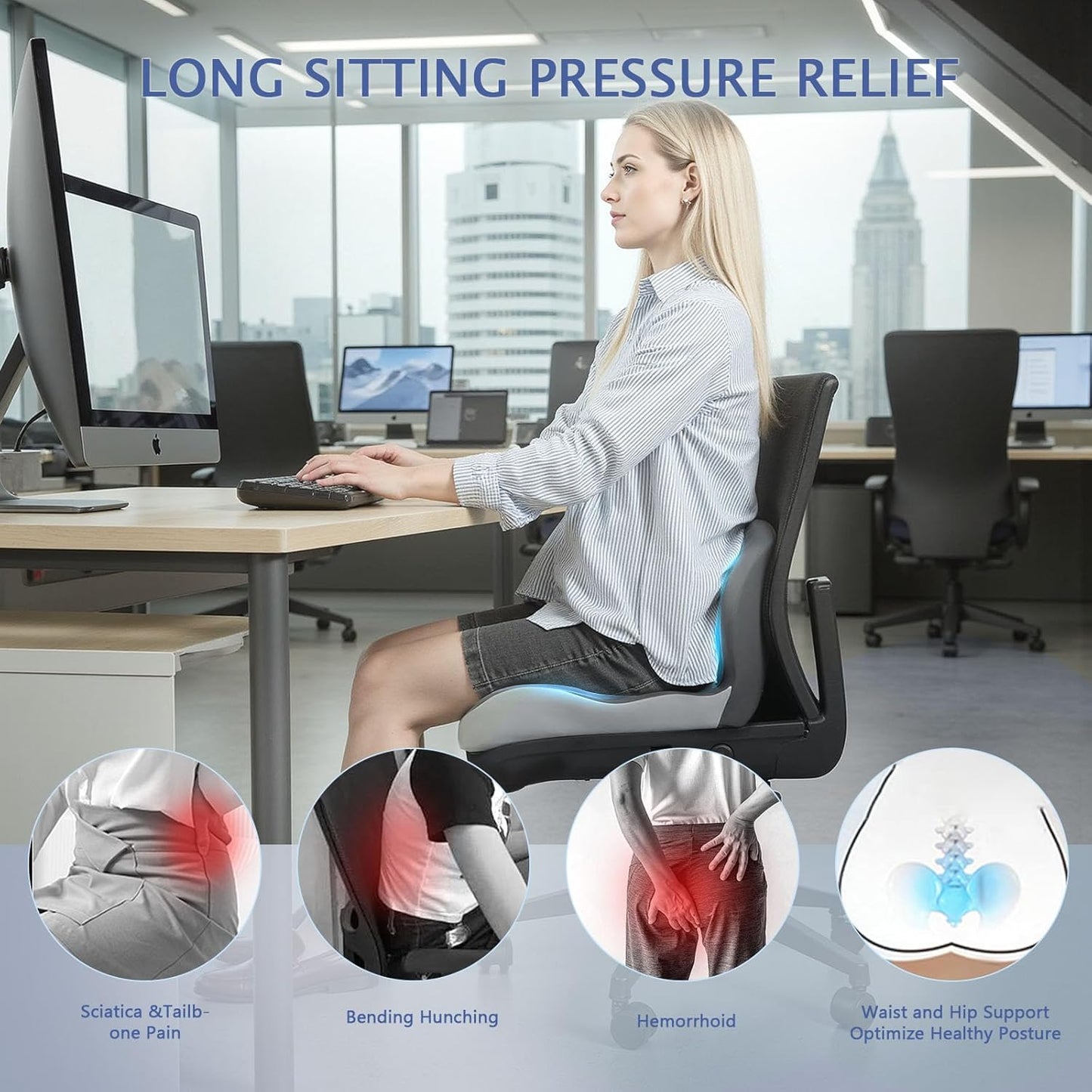 Truck Seat Cushion Memory Foam Lumbar Support