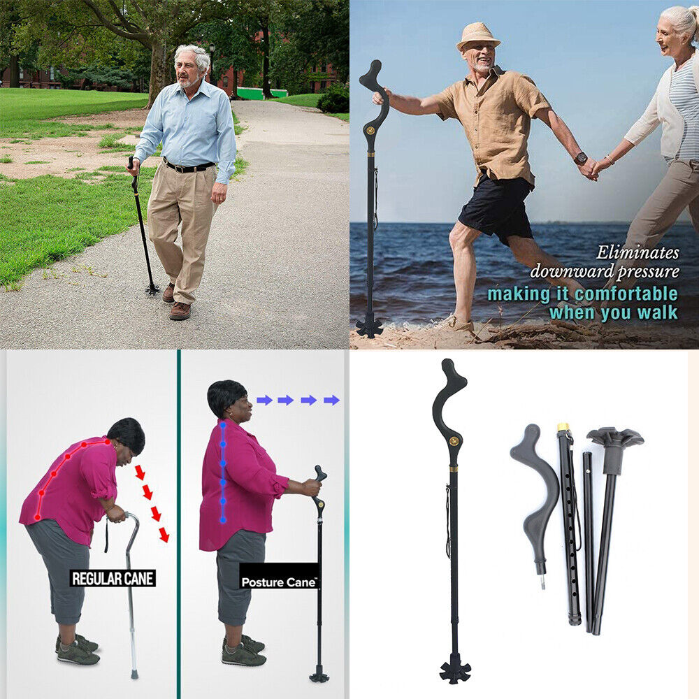 Walking Stick Adjustable Cane Ergonomic Grip Lightweight
