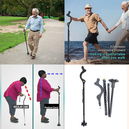 Walking Stick Adjustable Cane Ergonomic Grip Lightweight