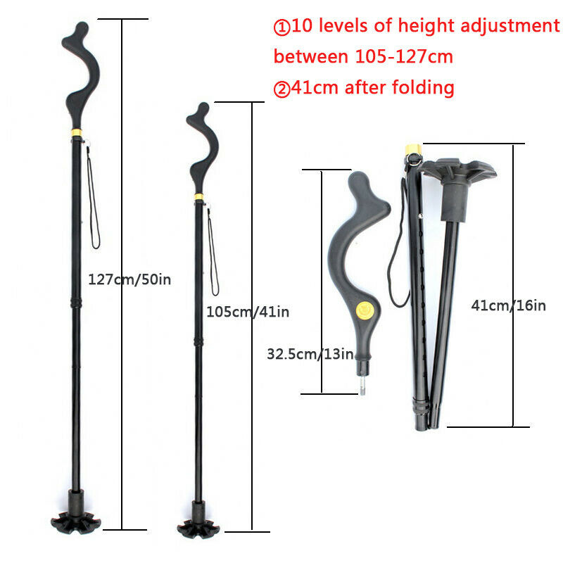 Walking Stick Adjustable Cane Ergonomic Grip Lightweight