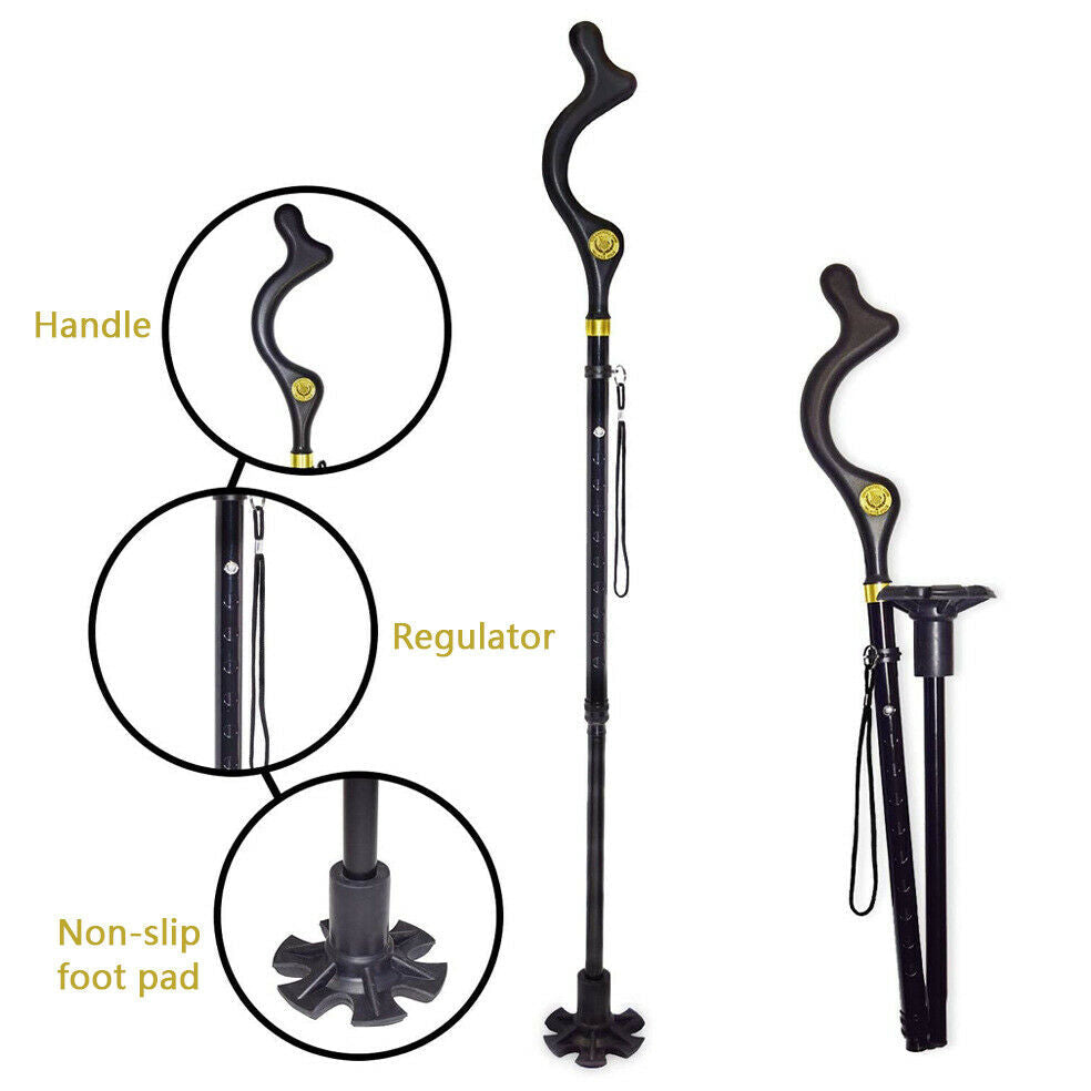 Walking Stick Adjustable Cane Ergonomic Grip Lightweight