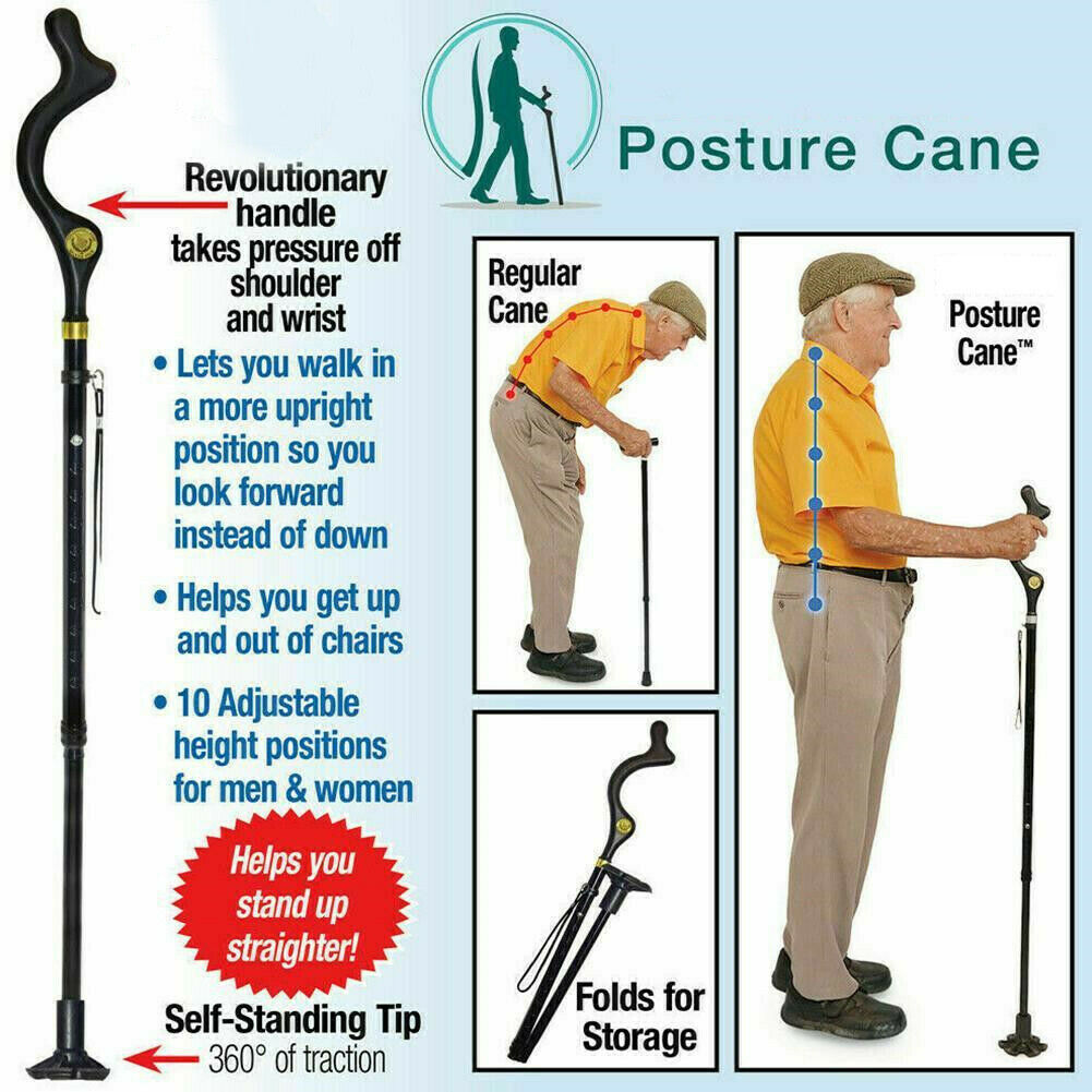 Walking Stick Adjustable Cane Ergonomic Grip Lightweight