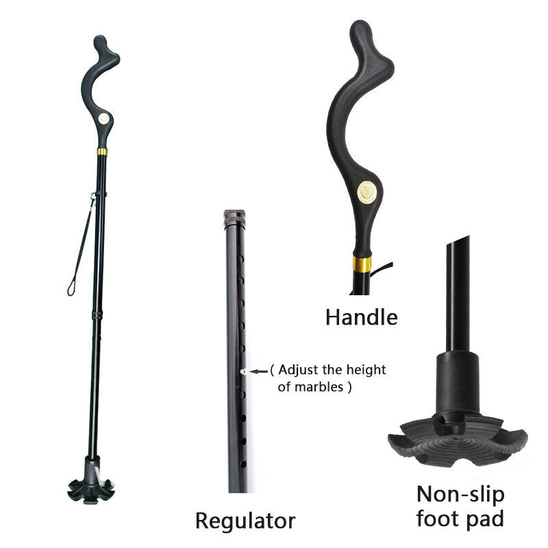 Walking Stick Adjustable Cane Ergonomic Grip Lightweight