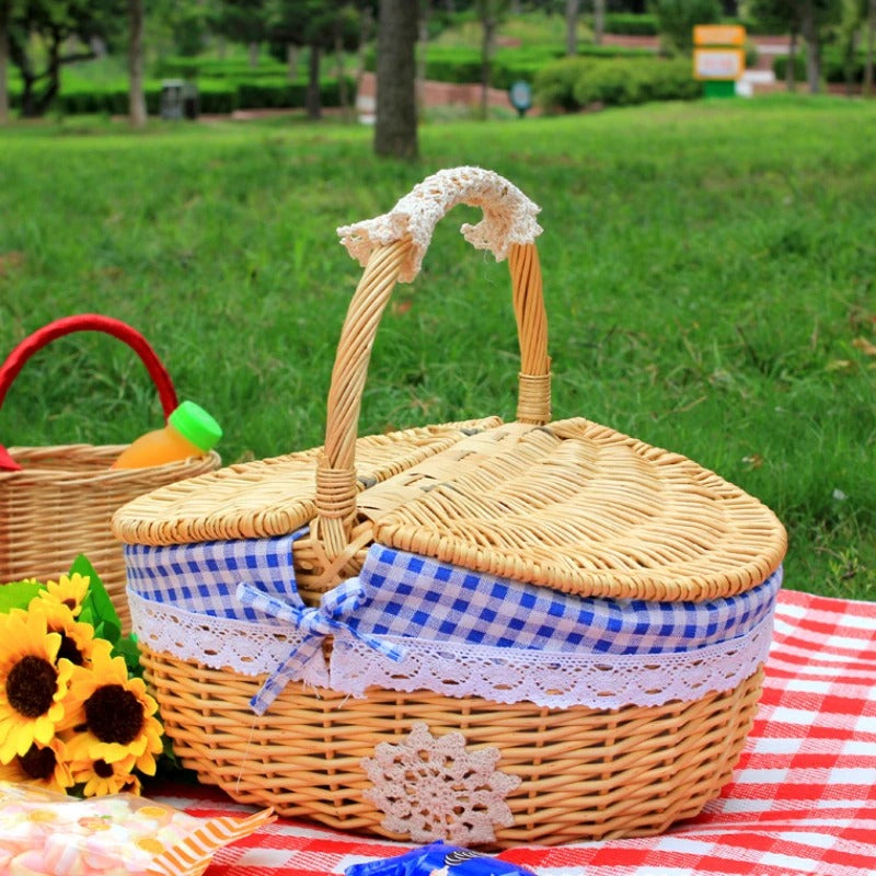 Wicker Picnic Basket Set with Utensils and Accessories