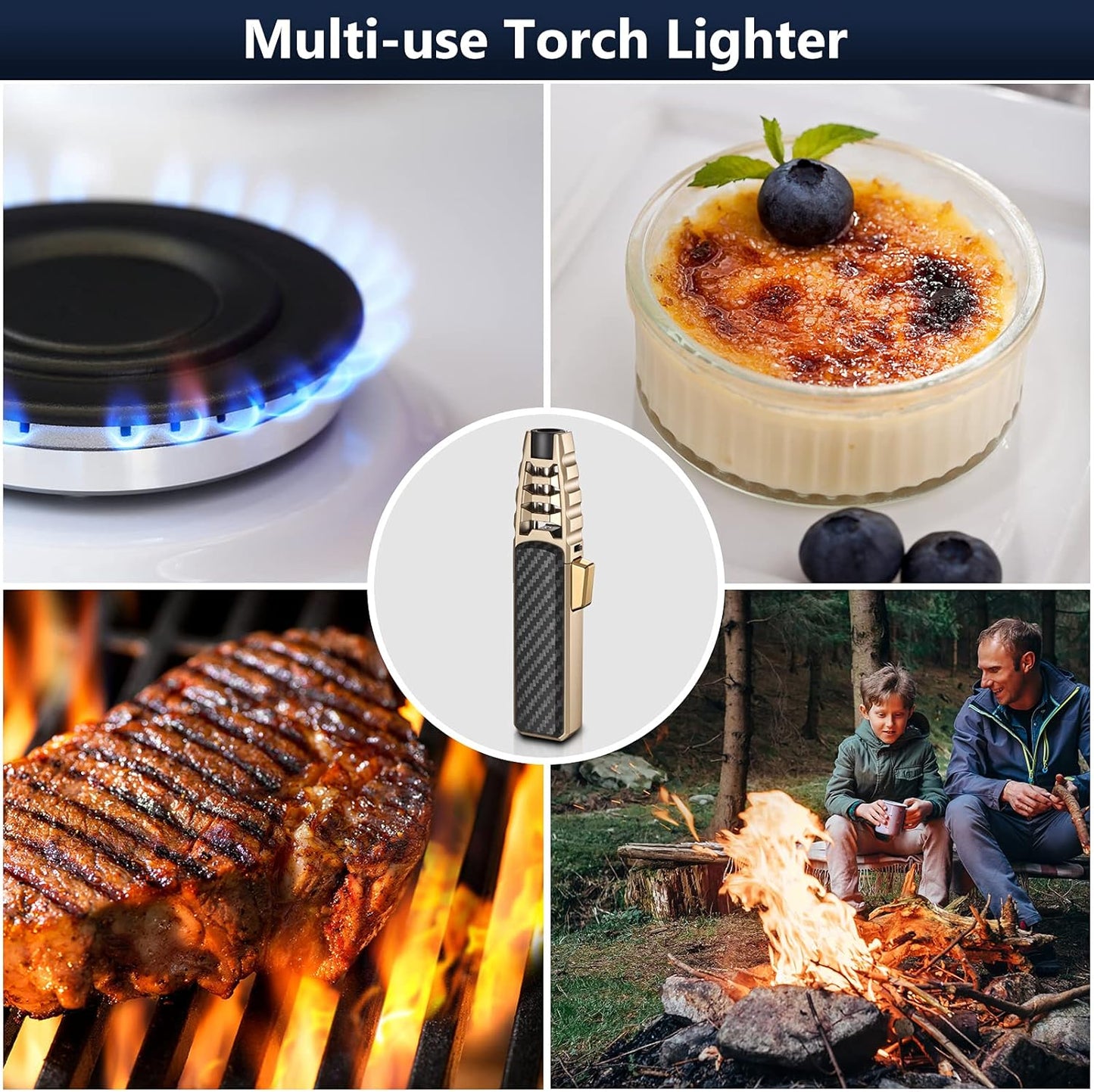 Windproof Torch Lighter Portable Butane Flame Igniter