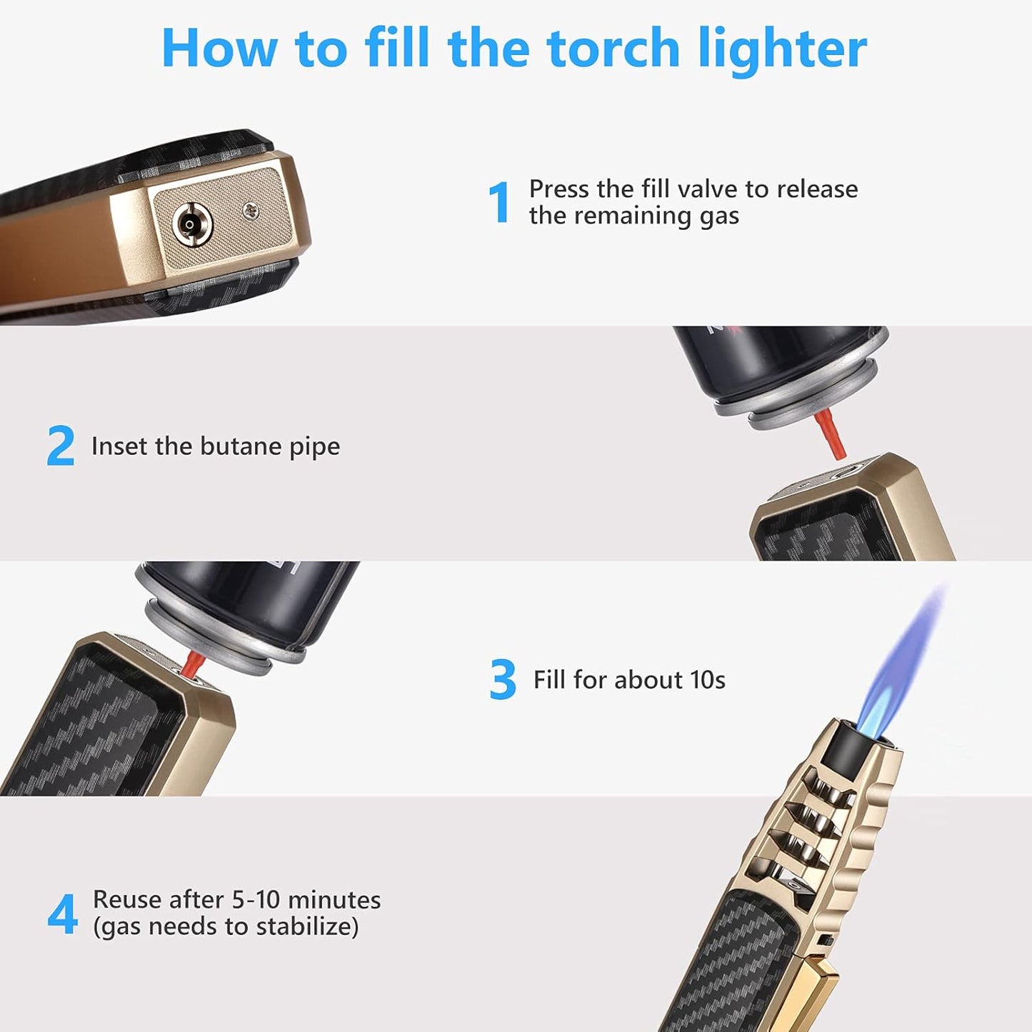 Windproof Torch Lighter Portable Butane Flame Igniter