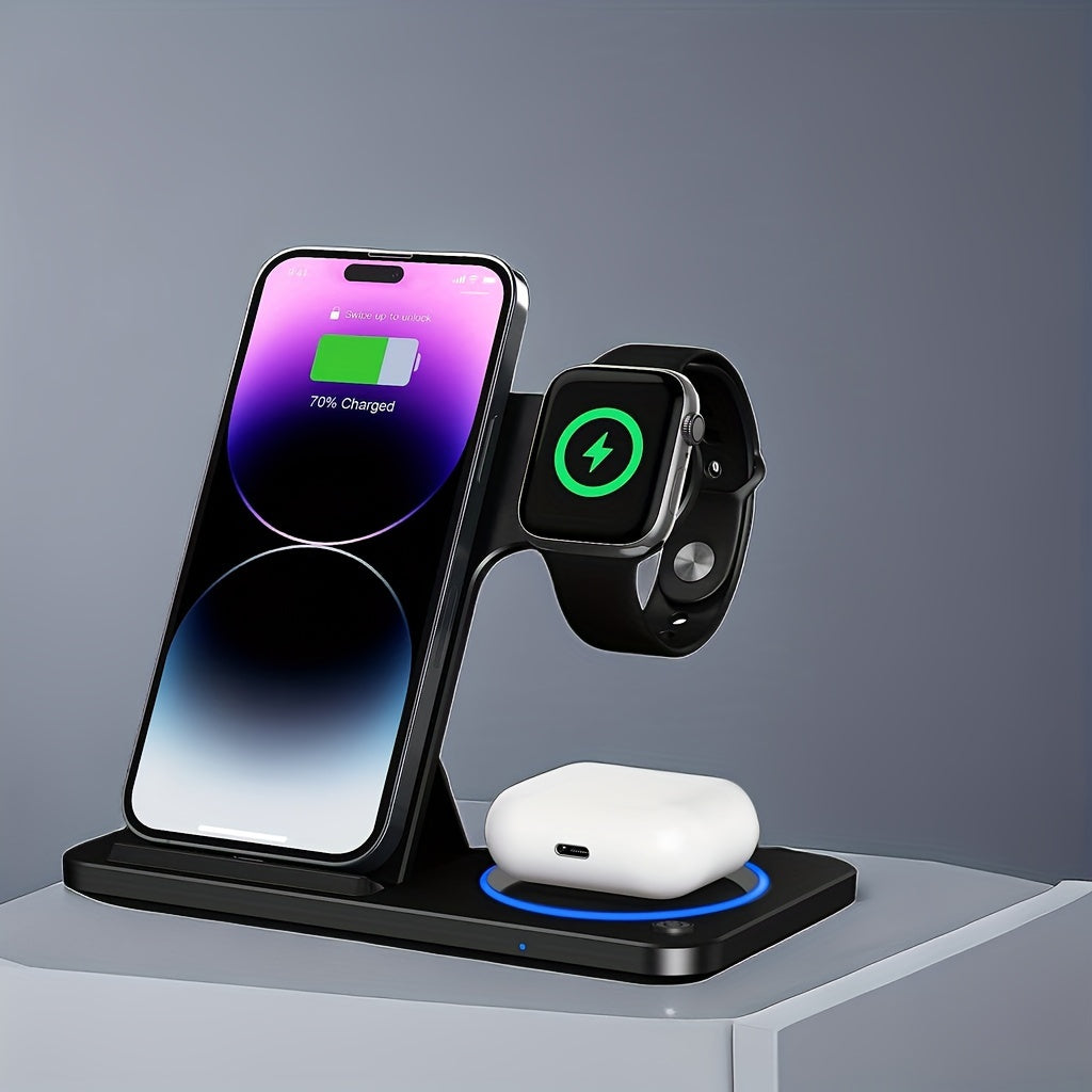 3 in 1 Wireless Charger Station for iPhone AirPods Apple Watch