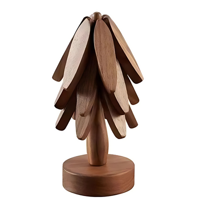 Wood Coasters Set Rustic Handmade Circular Table Accessories